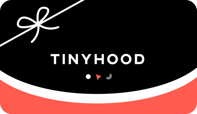 A gift card with the text 'A gift from Tinyhood' on the front