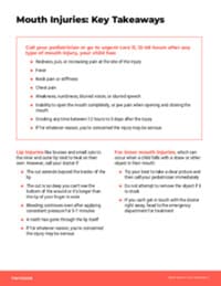 Preview image of Handout: Mouth Injuries - Key Takeaways