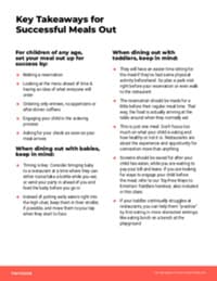Preview image of Handout: Key Takeaways for Successful Meals Out
