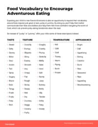 Preview image of Handout: Food Vocabulary to Encourage Adventurous Eating
