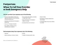 Preview image of Handout: Postpartum: When to Call Your Provider or Seek Emergency Help